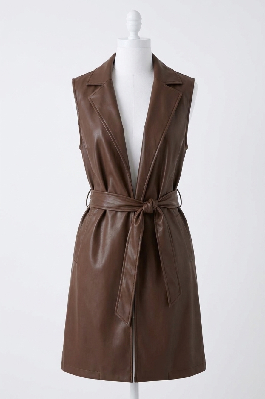 NEW PROMESA faux leather vest in espresso